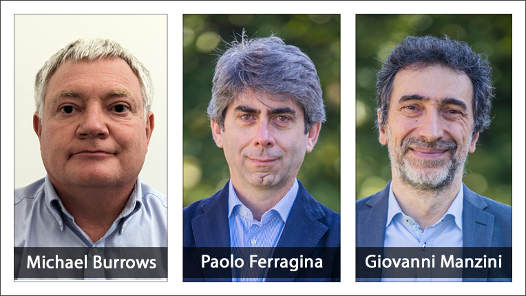 2022 ACM Paris Kanellakis Award recipients Michael Burrows, Paolo Ferragina, and Giovanni Manzini