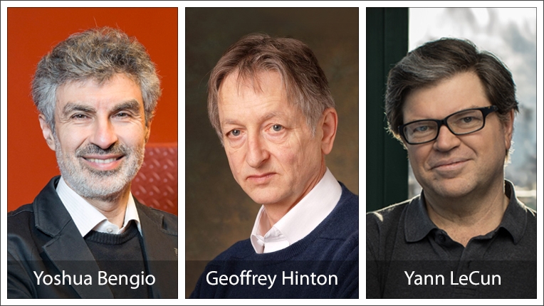 2018 ACM A.M. Turing Award recipients Yoshua Bengio, Geoffrey Hinton and Yann LeCun